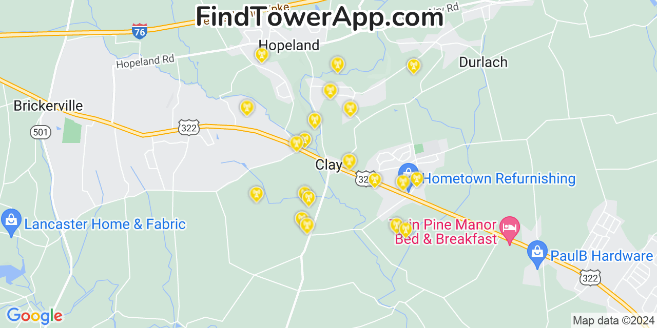T-Mobile 4G/5G cell tower coverage map Clay, Pennsylvania