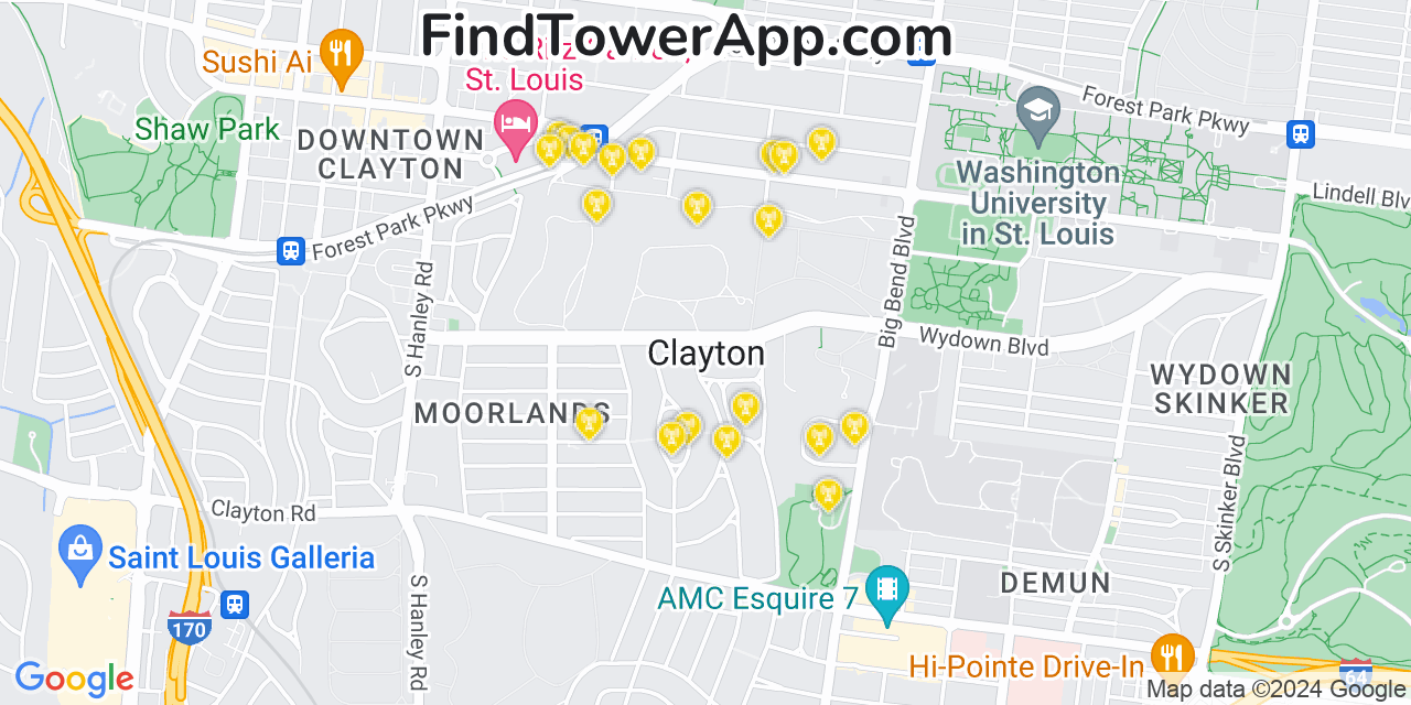 T-Mobile 4G/5G cell tower coverage map Clayton, Missouri