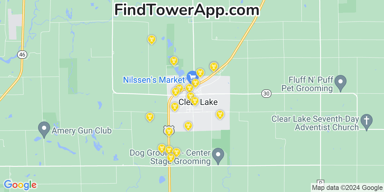 T-Mobile 4G/5G cell tower coverage map Clear Lake, Wisconsin