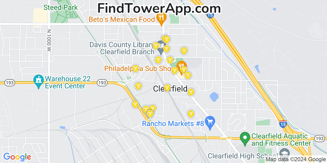 Verizon 4G/5G cell tower coverage map Clearfield, Utah