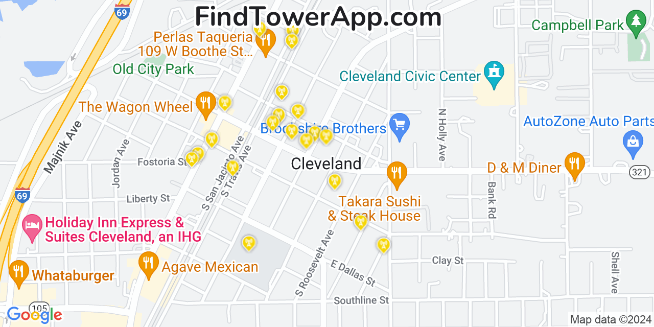 T-Mobile 4G/5G cell tower coverage map Cleveland, Texas
