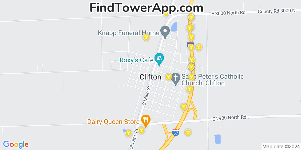 Verizon 4G/5G cell tower coverage map Clifton, Illinois