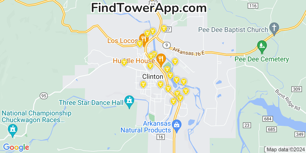 AT&T 4G/5G cell tower coverage map Clinton, Arkansas
