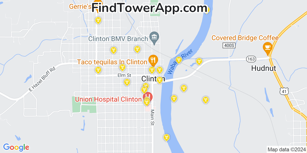 AT&T 4G/5G cell tower coverage map Clinton, Indiana
