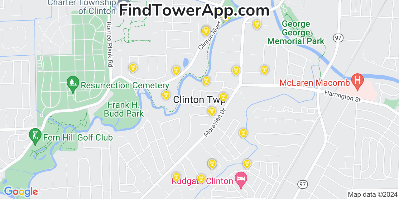 T-Mobile 4G/5G cell tower coverage map Clinton Township, Michigan