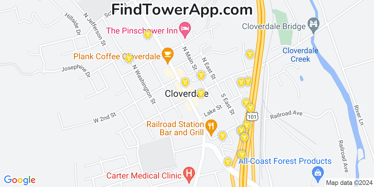 T-Mobile 4G/5G cell tower coverage map Cloverdale, California