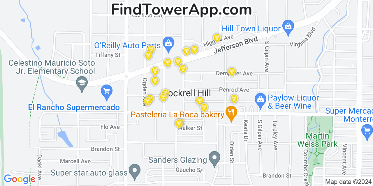 AT&T 4G/5G cell tower coverage map Cockrell Hill, Texas