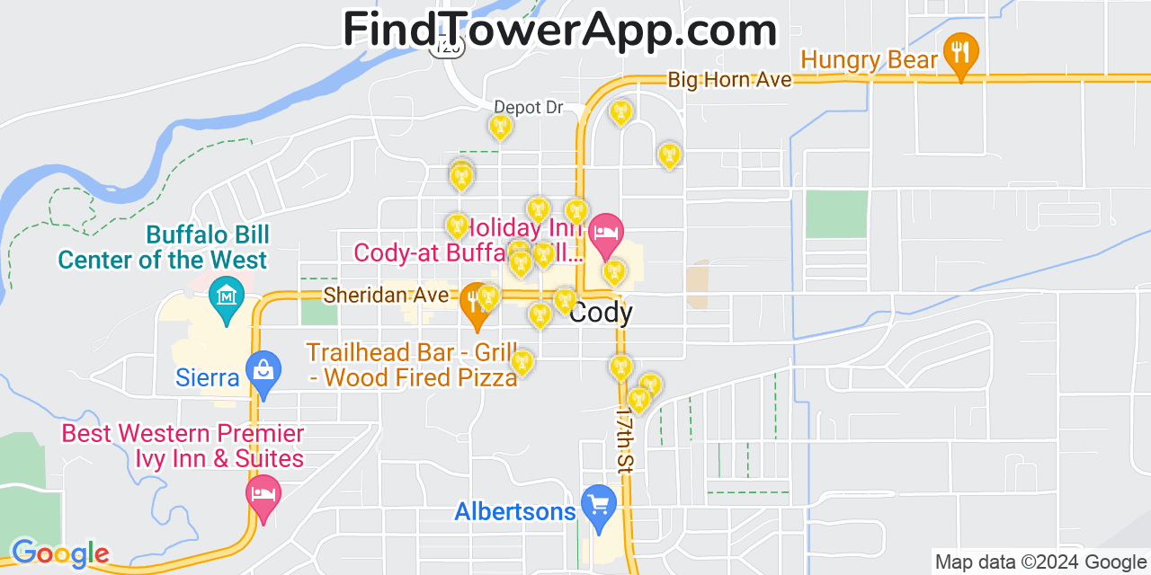T-Mobile 4G/5G cell tower coverage map Cody, Wyoming
