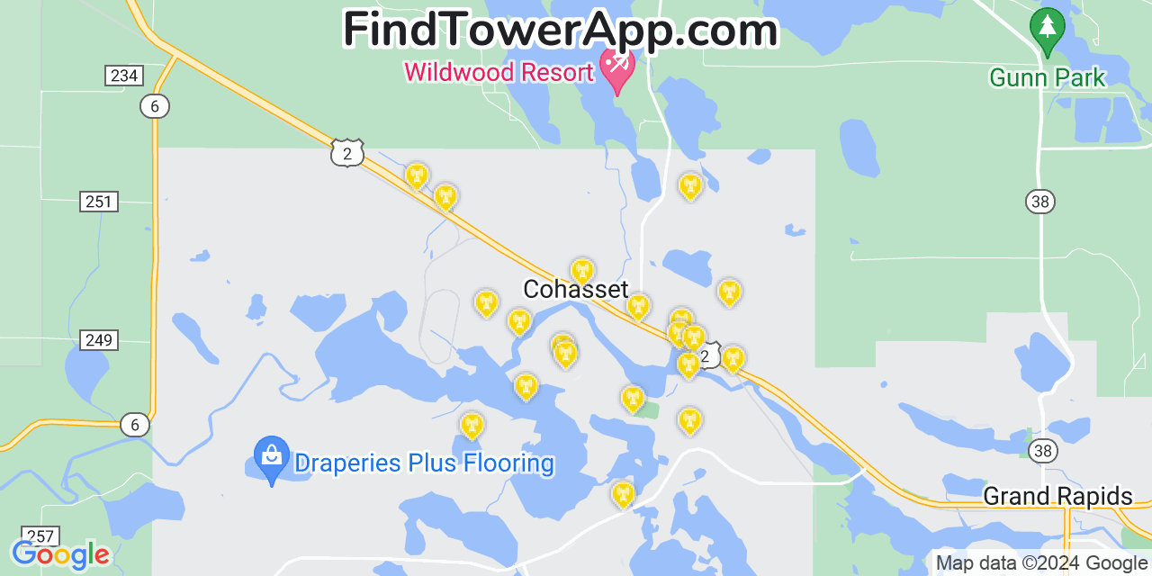AT&T 4G/5G cell tower coverage map Cohasset, Minnesota