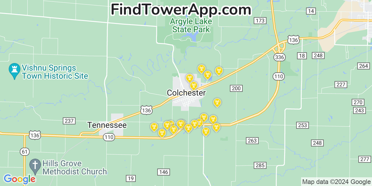 AT&T 4G/5G cell tower coverage map Colchester, Illinois