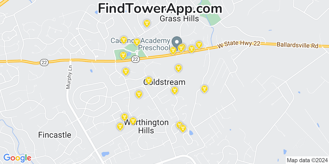 AT&T 4G/5G cell tower coverage map Coldstream, Kentucky