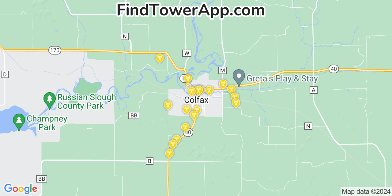 AT&T 4G/5G cell tower coverage map Colfax, Wisconsin