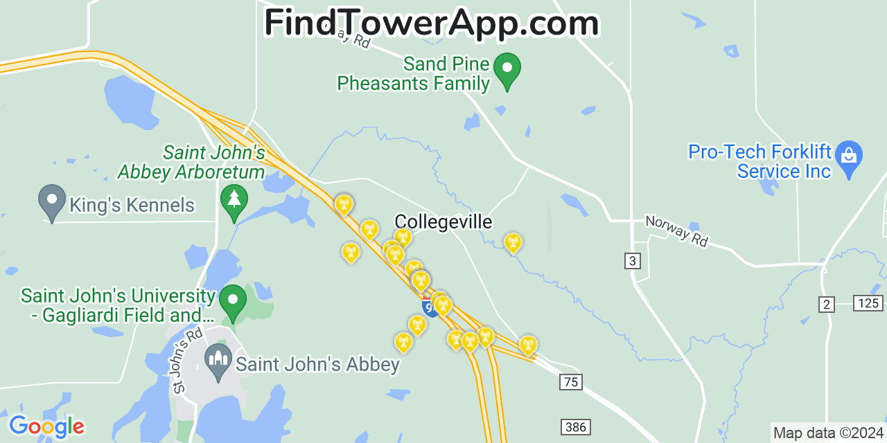 AT&T 4G/5G cell tower coverage map Collegeville, Minnesota