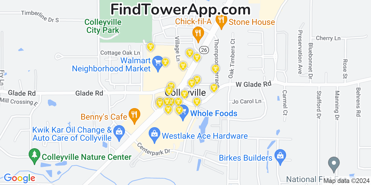AT&T 4G/5G cell tower coverage map Colleyville, Texas