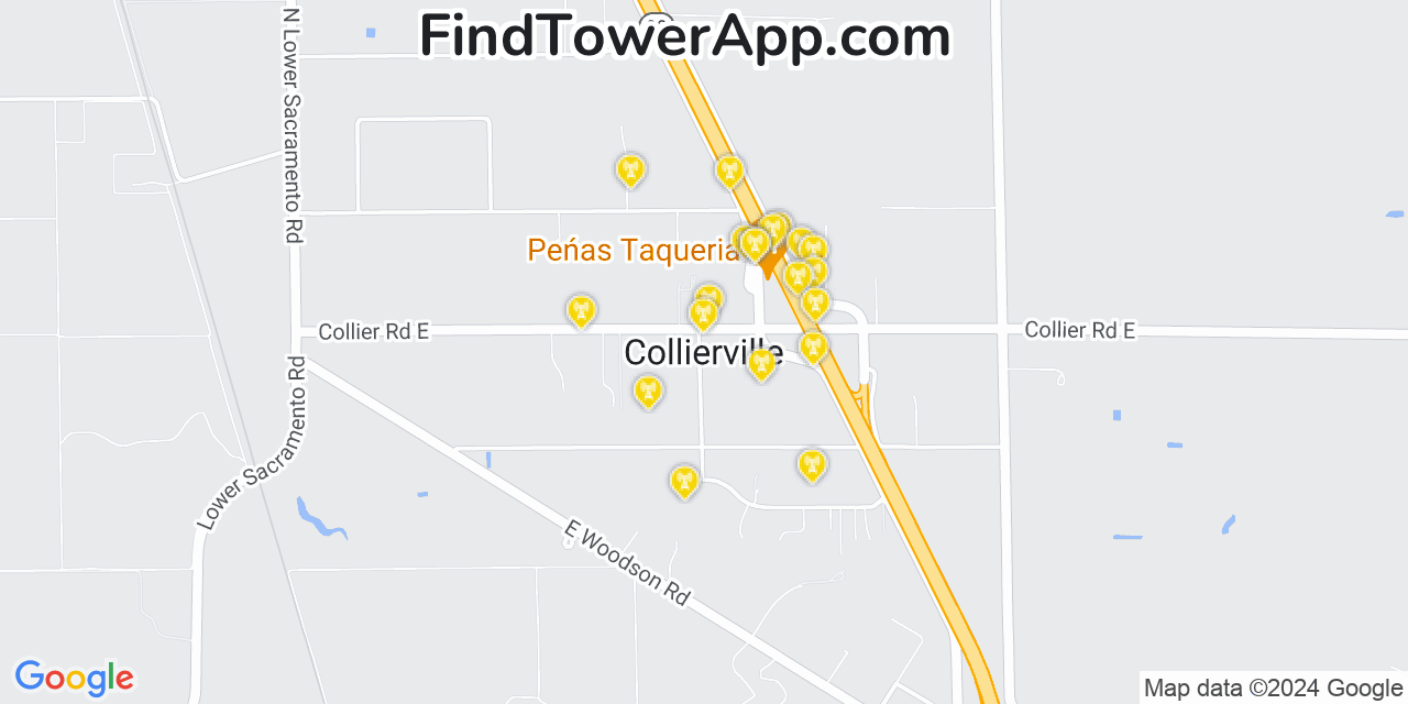 T-Mobile 4G/5G cell tower coverage map Collierville, California