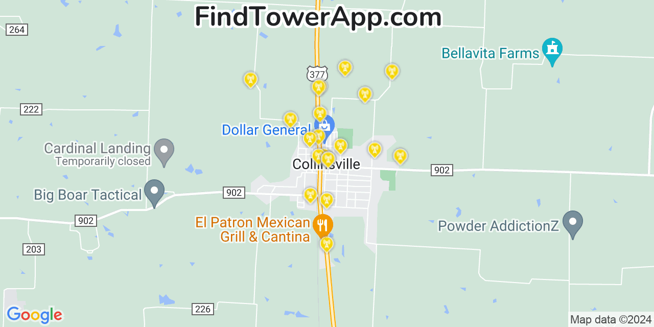 T-Mobile 4G/5G cell tower coverage map Collinsville, Texas
