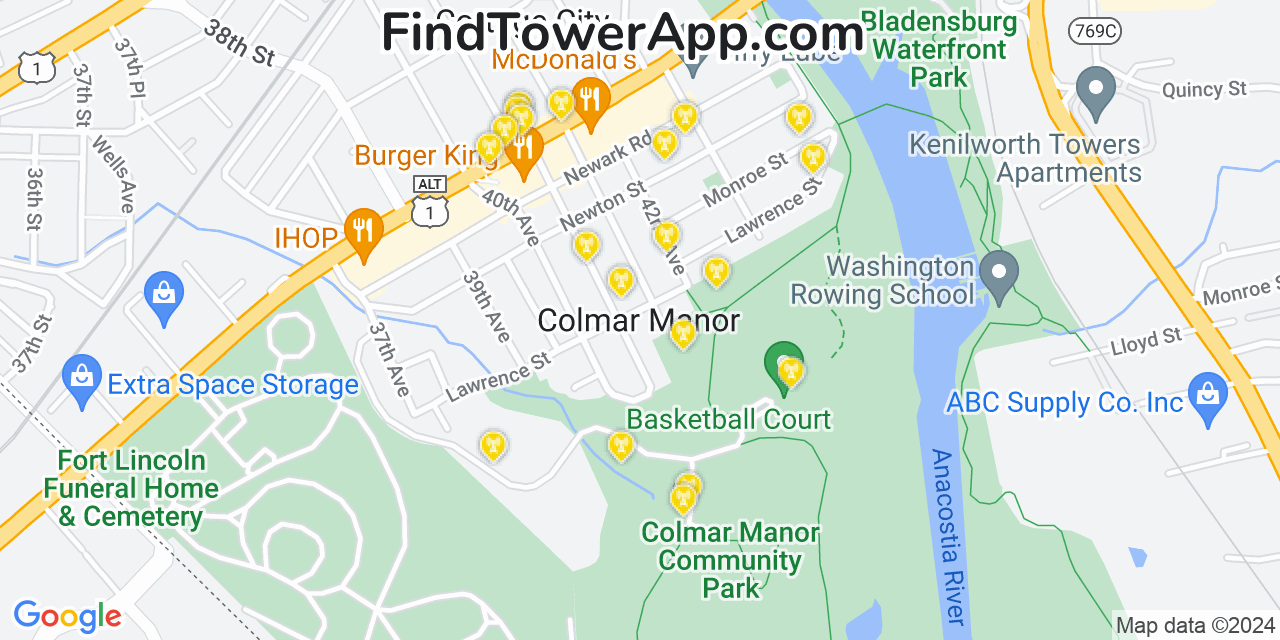 T-Mobile 4G/5G cell tower coverage map Colmar Manor, Maryland
