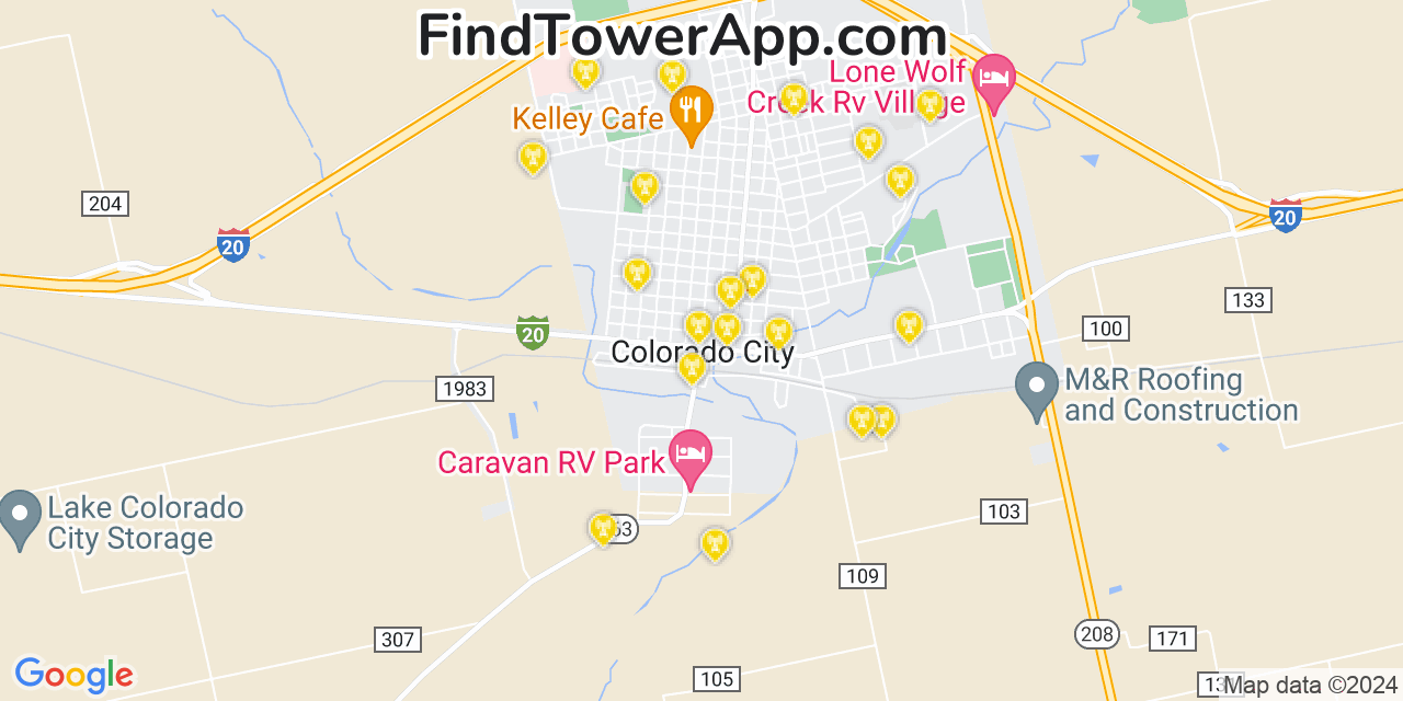 T-Mobile 4G/5G cell tower coverage map Colorado City, Texas