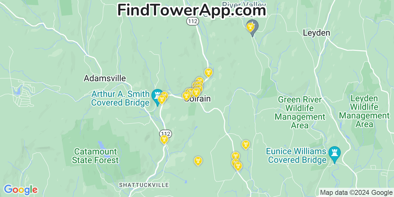 AT&T 4G/5G cell tower coverage map Colrain, Massachusetts