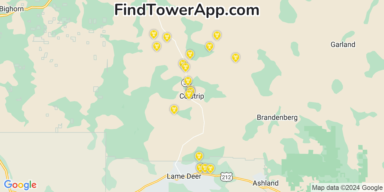 Verizon 4G/5G cell tower coverage map Colstrip, Montana