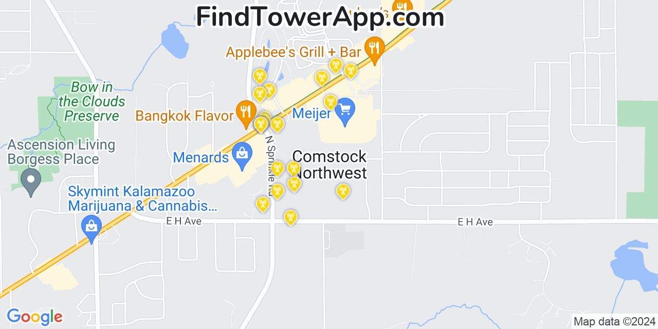 AT&T 4G/5G cell tower coverage map Comstock Northwest, Michigan