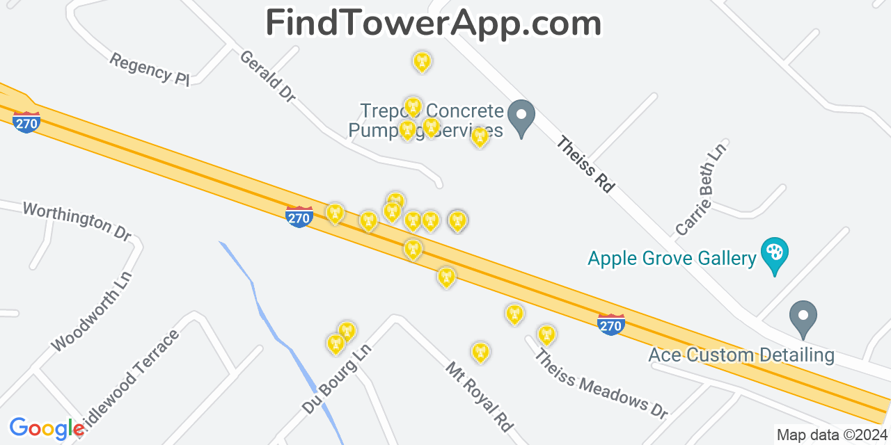 AT&T 4G/5G cell tower coverage map Concord, Missouri