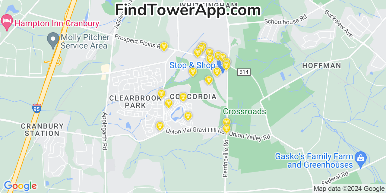 AT&T 4G/5G cell tower coverage map Concordia, New Jersey