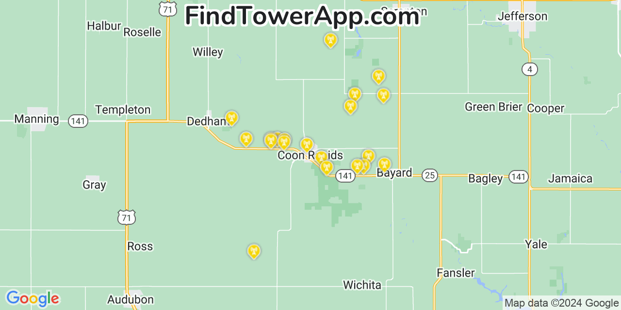 T-Mobile 4G/5G cell tower coverage map Coon Rapids, Iowa