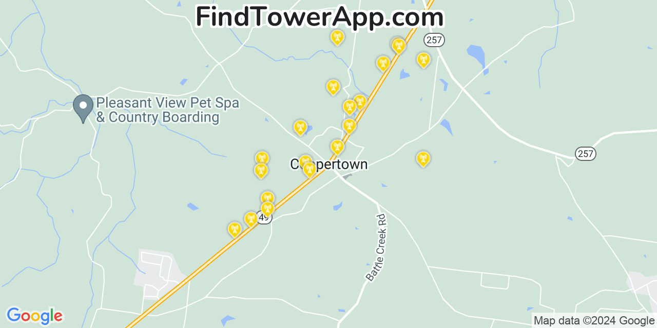 AT&T 4G/5G cell tower coverage map Coopertown, Tennessee