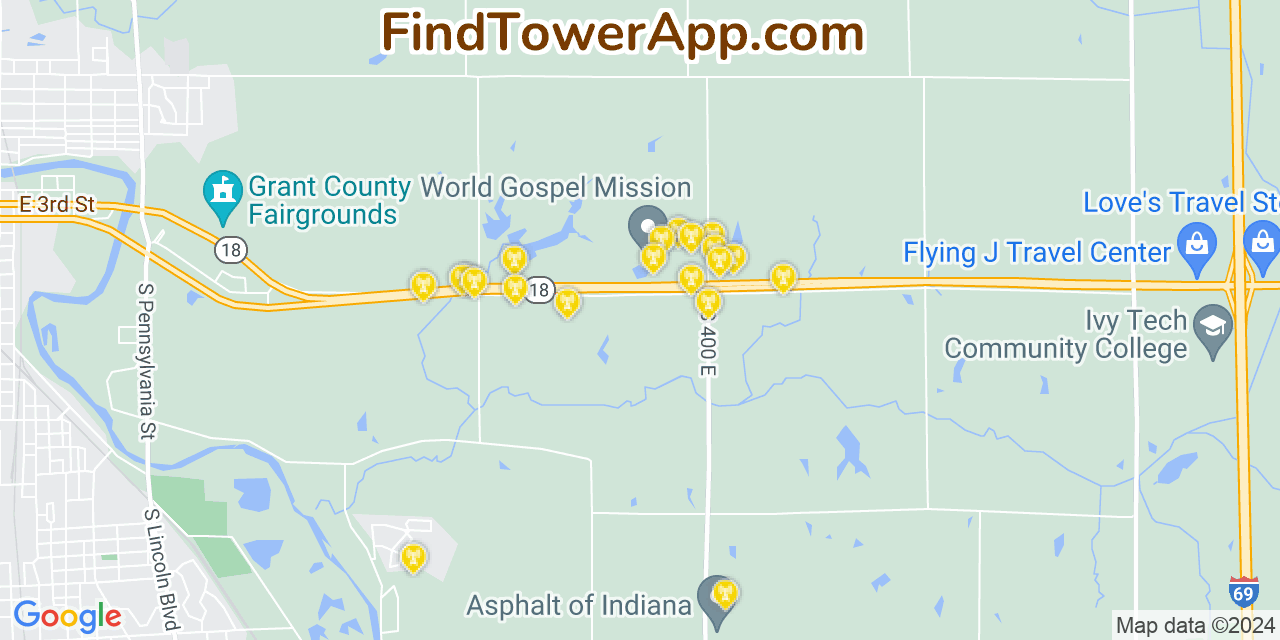 AT&T 4G/5G cell tower coverage map Cordry Sweetwater Lakes, Indiana