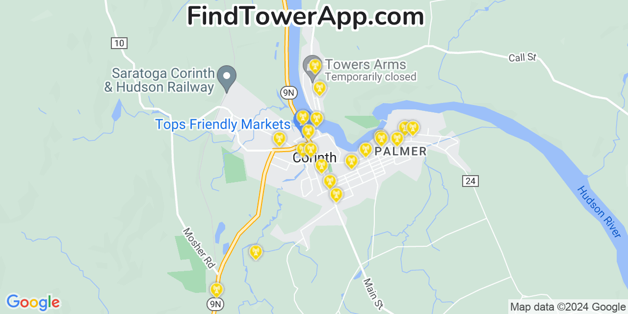 AT&T 4G/5G cell tower coverage map Corinth, New York