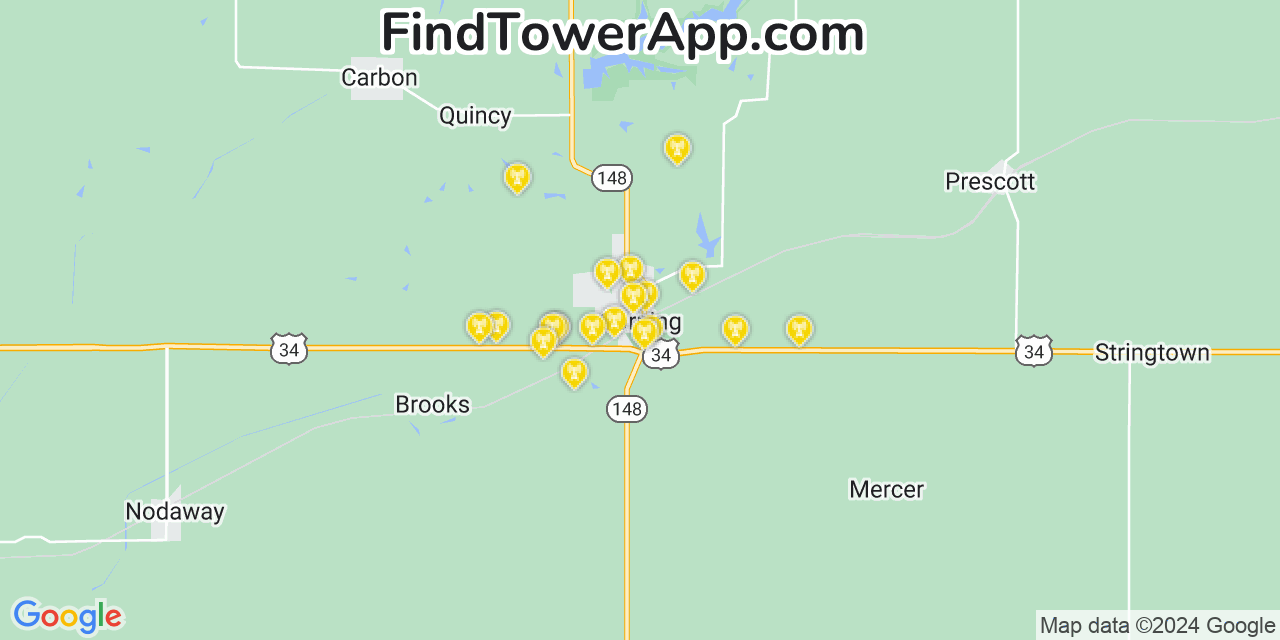 Verizon 4G/5G cell tower coverage map Corning, Iowa