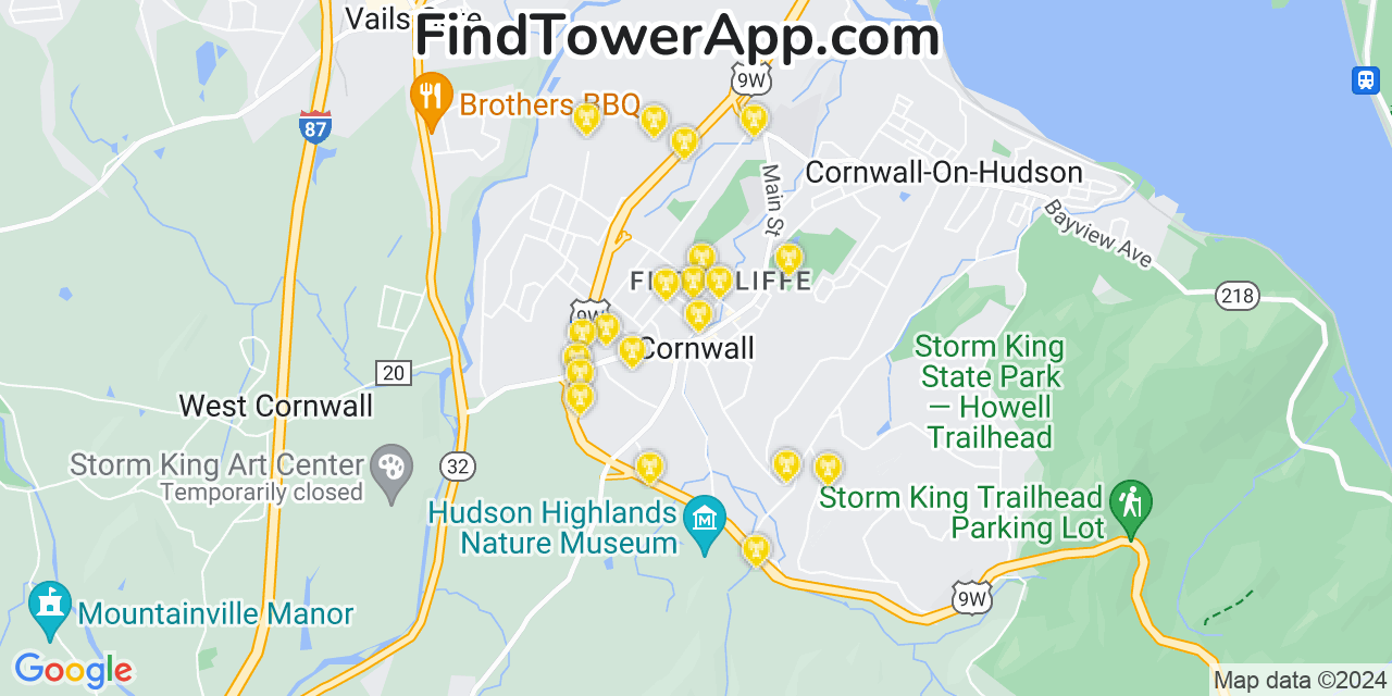T-Mobile 4G/5G cell tower coverage map Cornwall, New York