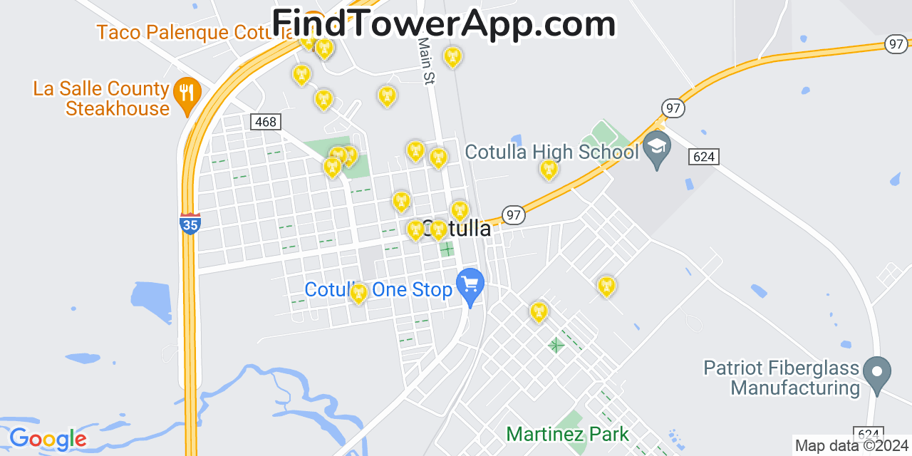 AT&T 4G/5G cell tower coverage map Cotulla, Texas
