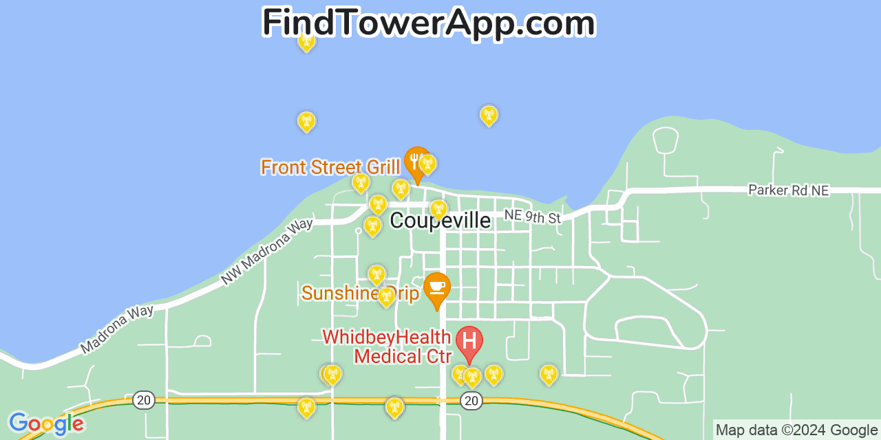 AT&T 4G/5G cell tower coverage map Coupeville, Washington