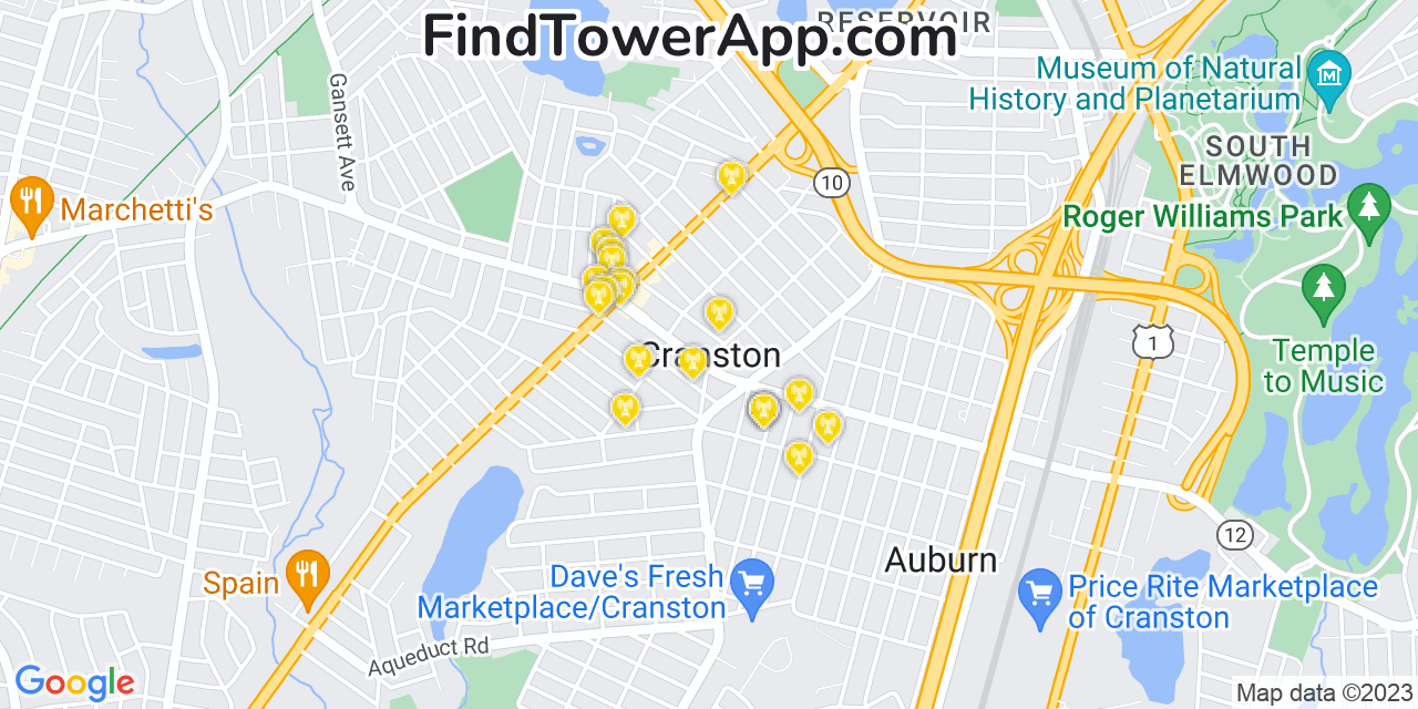 T-Mobile 4G/5G cell tower coverage map Cranston, Rhode Island