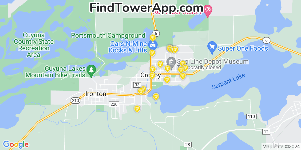 T-Mobile 4G/5G cell tower coverage map Crosby, Minnesota