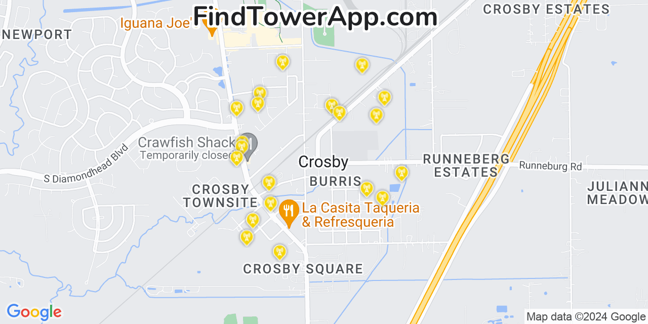 T-Mobile 4G/5G cell tower coverage map Crosby, Texas