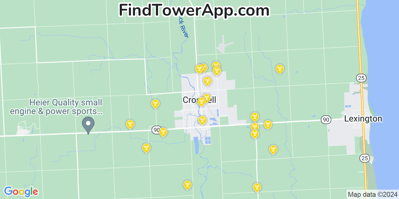 AT&T 4G/5G cell tower coverage map Croswell, Michigan