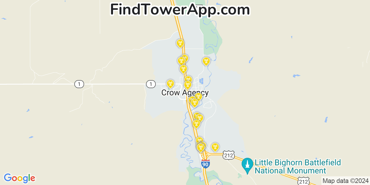 T-Mobile 4G/5G cell tower coverage map Crow Agency, Montana
