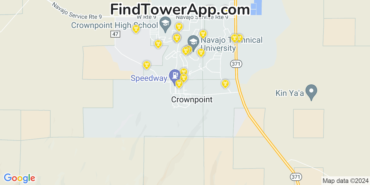 AT&T 4G/5G cell tower coverage map Crownpoint, New Mexico