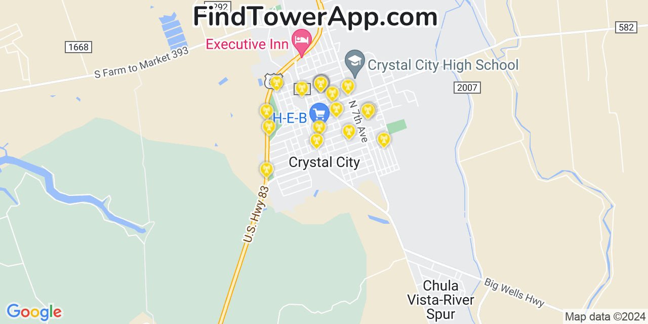 T-Mobile 4G/5G cell tower coverage map Crystal City, Texas
