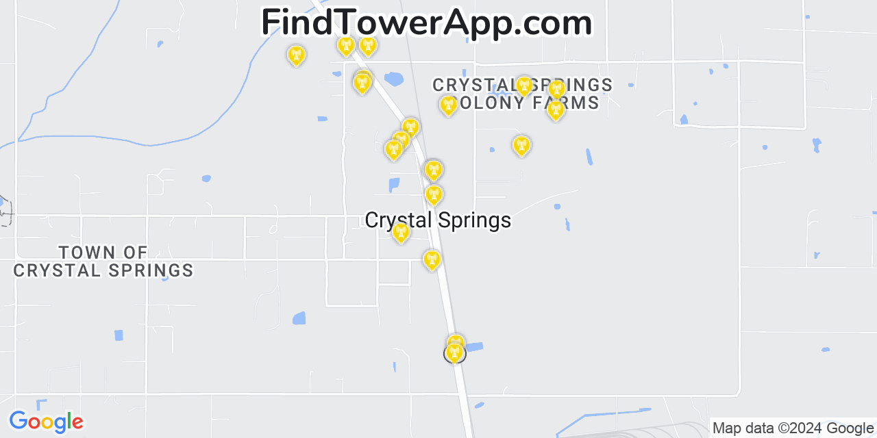 AT&T 4G/5G cell tower coverage map Crystal Springs, Florida
