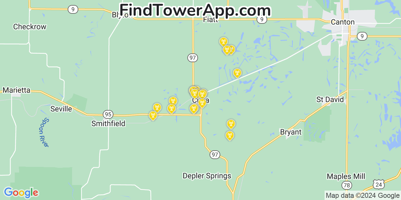 AT&T 4G/5G cell tower coverage map Cuba, Illinois