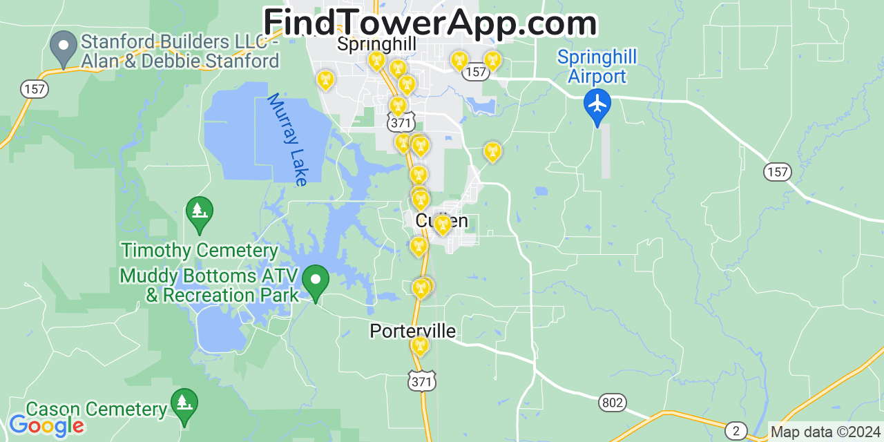 AT&T 4G/5G cell tower coverage map Cullen, Louisiana