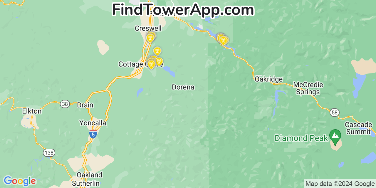 T-Mobile 4G/5G cell tower coverage map Culp Creek, Oregon