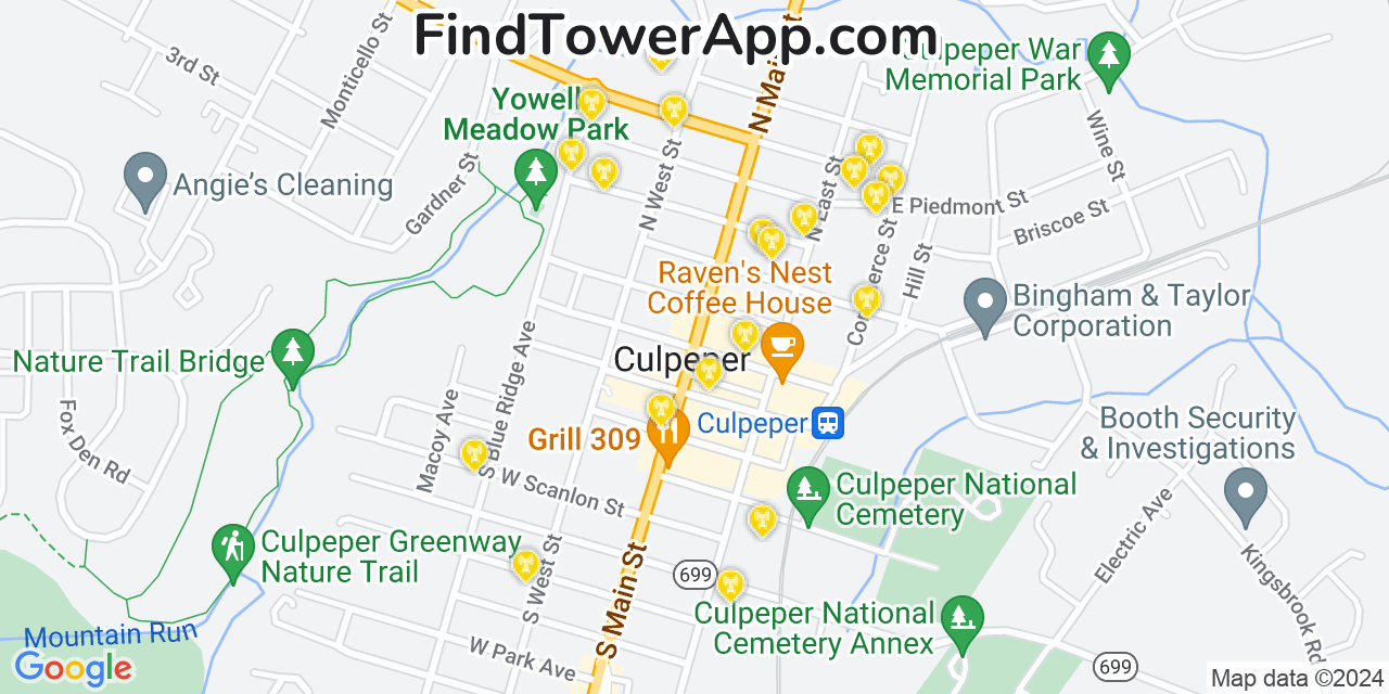 T-Mobile 4G/5G cell tower coverage map Culpeper, Virginia