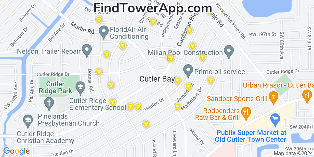 T-Mobile 4G/5G cell tower coverage map Cutler Bay, Florida