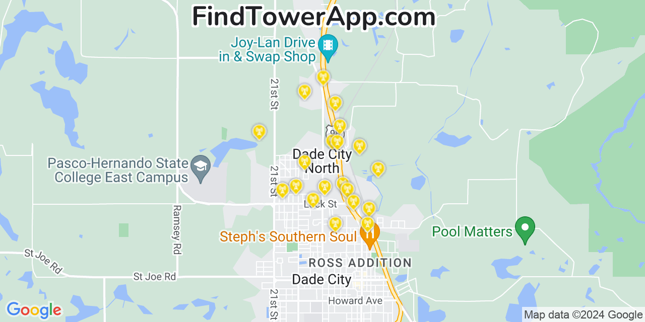T-Mobile 4G/5G cell tower coverage map Dade City North, Florida