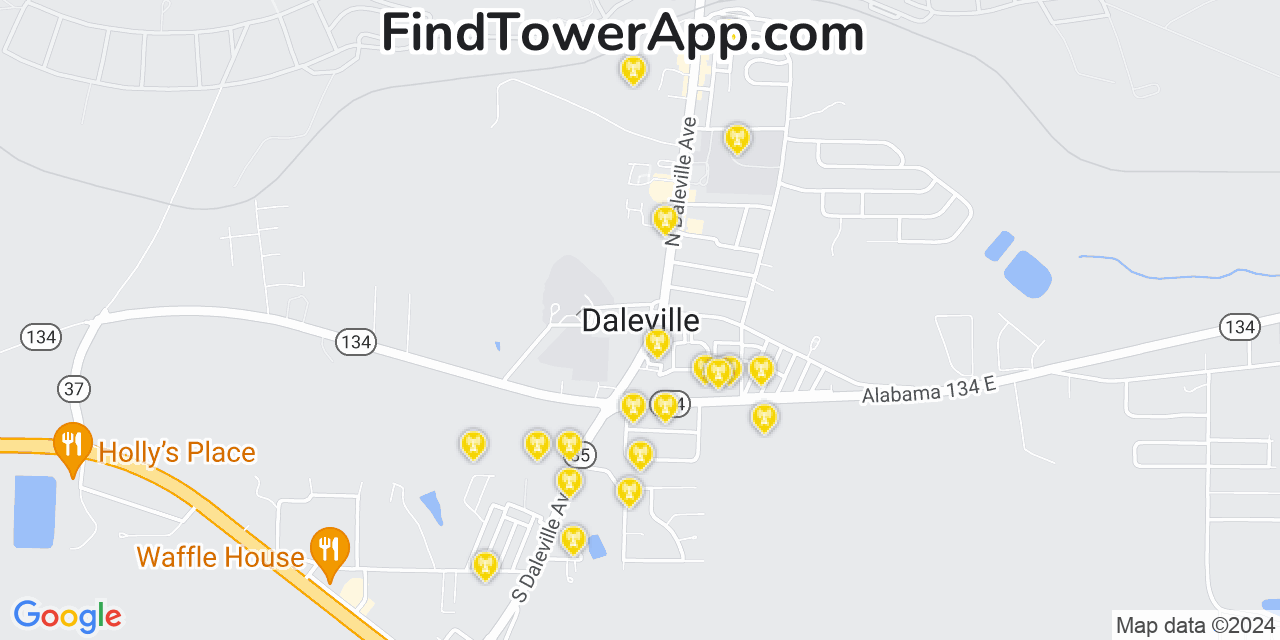 AT&T 4G/5G cell tower coverage map Daleville, Alabama